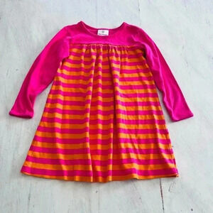 Hanna Andersson Stripped Long Sleeve Play Dress in Pink Orange Size 110